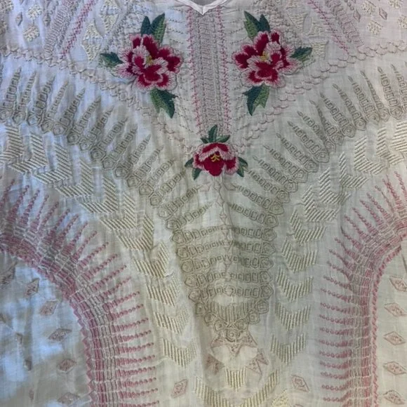 3J Workshop Johnny Was Embroidered Floral Boho Top Medium - Picture 6 of 6